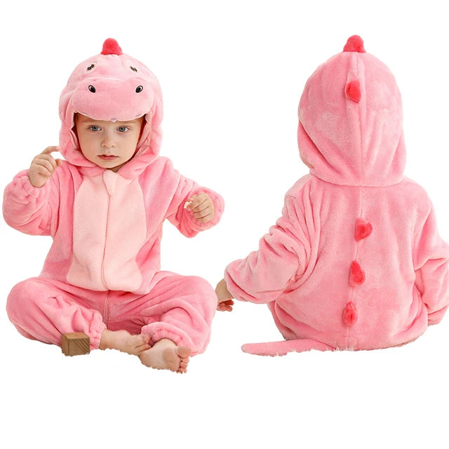 MICHLEY Carnival Winter Baby Rompers Hooded Flannel Cosplay Toddler Infant Clothes Bodysuits Jumpsuit Costume For Girl Boy