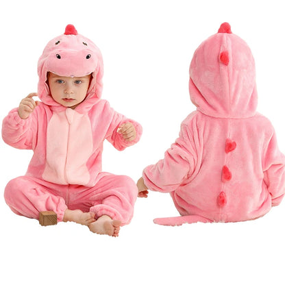 MICHLEY Carnival Winter Baby Rompers Hooded Flannel Cosplay Toddler Infant Clothes Bodysuits Jumpsuit Costume For Girl Boy