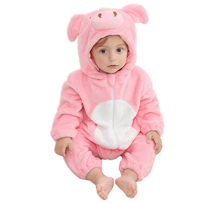 MICHLEY Carnival Winter Baby Rompers Hooded Flannel Cosplay Toddler Infant Clothes Bodysuits Jumpsuit Costume For Girl Boy