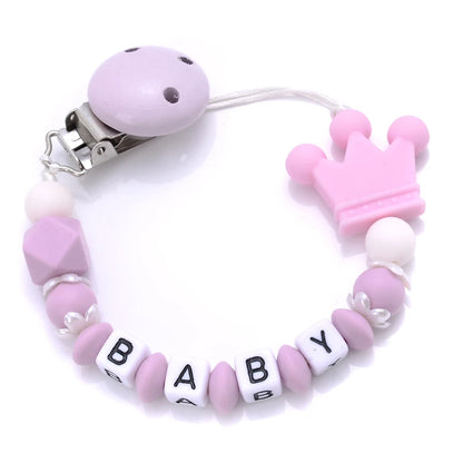 New Baby Crown Pacifier Clips Silicone Pacifier Chains Handmade Toddler Teething Chain Nipple Clip Chew Toys Not Customized