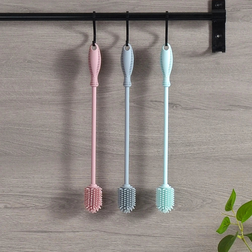 Integrated Baby Silicone Bottle Brush Water Cup Long Handle Silicone Cleaning Brush Vacuum Flask Silicone Brush