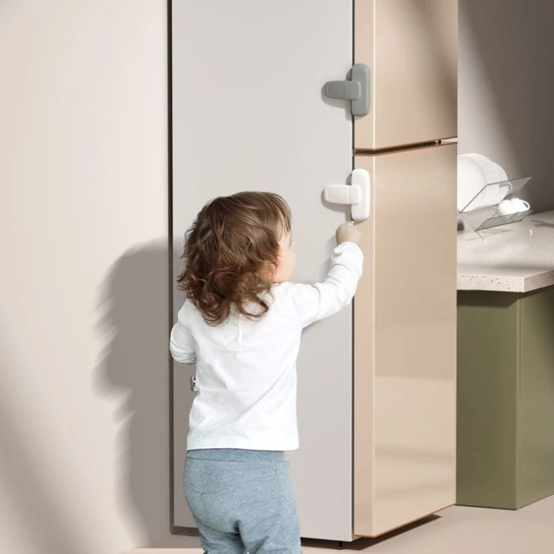 Child Safety Lock Multi-Function Refrigerator Door Lock Anti-Pinching Protection Clip Child Safety Product Gray 1 piece