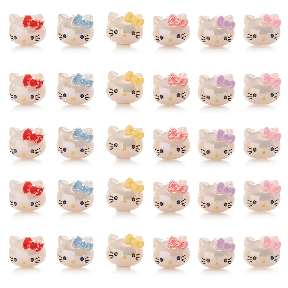 10Pcs Randomly Mix Resin Beads Hello Kitty Head Focus Bead For Baby Teething Pacifier Chain Beads Teething Bracelet Aceessories