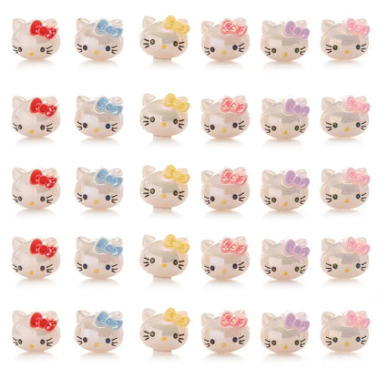10Pcs Randomly Mix Resin Beads Hello Kitty Head Focus Bead For Baby Teething Pacifier Chain Beads Teething Bracelet Aceessories