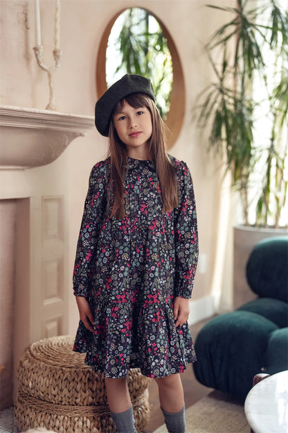 AS Shabbos Boutique Clothes for Brother Sister Matching Outfits Kids Cotton Black Floral Dress Romper Children Knitwear