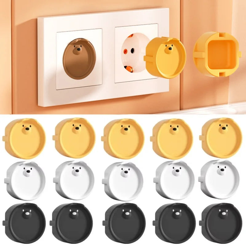 10/5PCS Baby Safety Electric Outlet Cover Cartoon Bear Baby Proofing Socket Protectors Shock Prevention Child Safety Plug Caps
