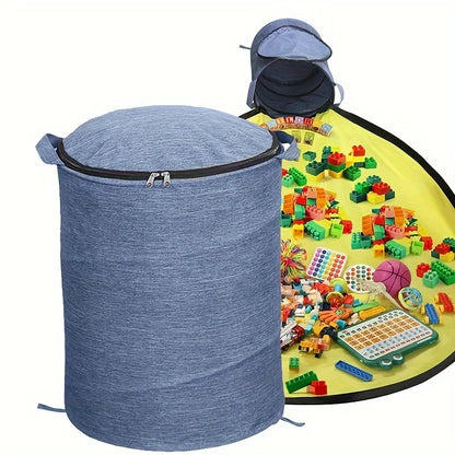 Multifunctional Toy Storage Bag for Building Blocks & Dolls - Quick-Detach Play Mat & Storage Bucket, Travel-Friendly Kids Organ