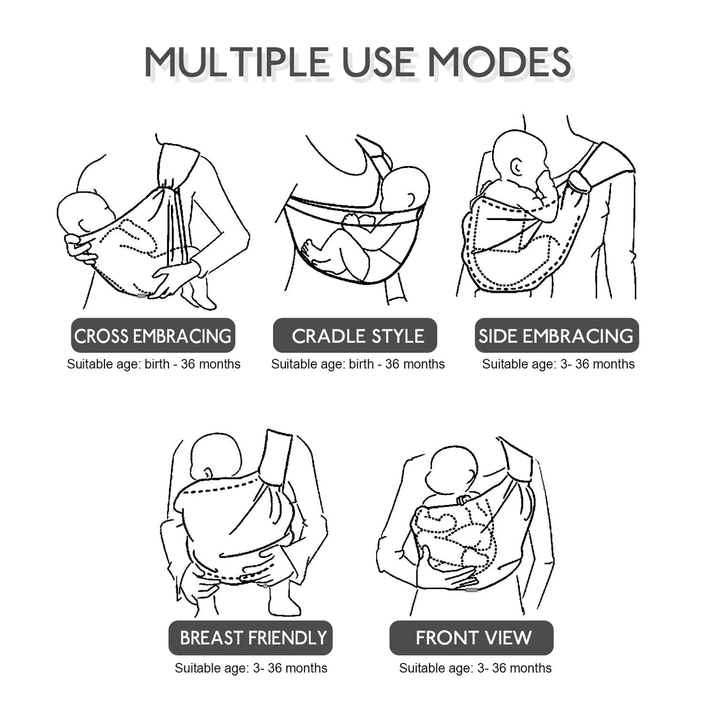 Portable Baby Carrier Wrap Toddler Accessories Multifunctional Strap Infant Bag Adjustable Shoulder Baby Carriers Sling for Kid