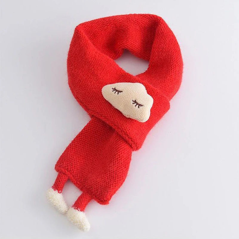 Cute Cloud Baby Scarf 3D Doll Kids Knitted Neckerchief 1-5year Boys Girls Children Cross Scarves Winter Warm Woolen Neck Cover