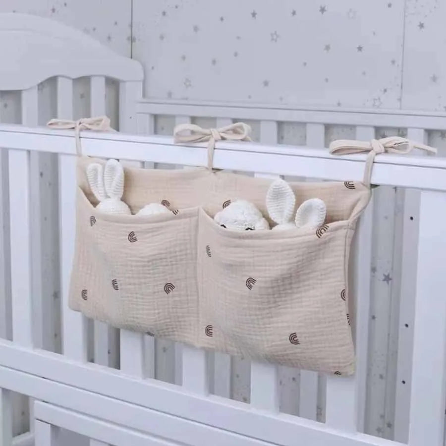 2 Pocket Baby Bed Storage Bags Bedside Hanging Urine Bag Baby Toy Bag Baby Cart Diaper Hanging Bag Baby Bed Storage Bag