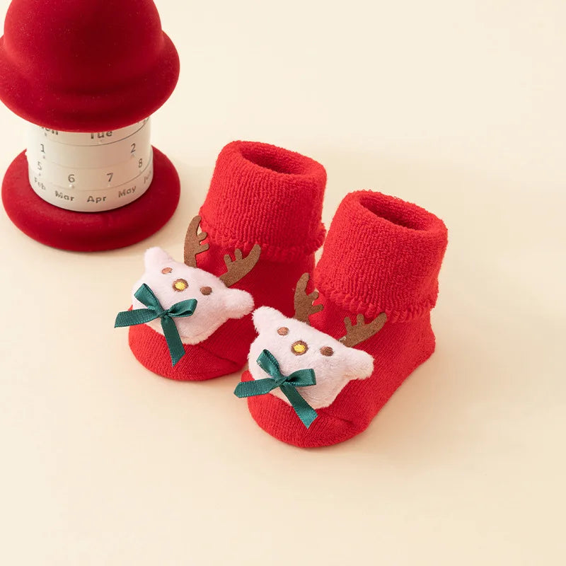 Christmas Soft Newborn Kids Socks Christmas Tree Santa Claus Red Baby Girls Boys Warm Socks 0-3years Children Sock Xmas Gifts