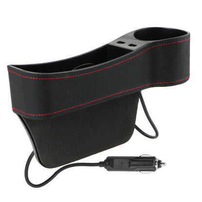 Dual USB Charger Seat Gap Slit Box Leather Car Seat Gap Storage Box Car Organizer Phone Bottle Cups Holder Box Car Accessories