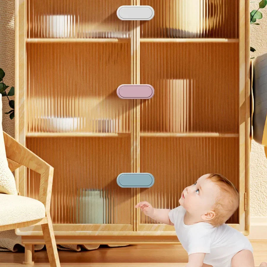 3pcs Child Safety Lock Refrigerator Lock Multifunctional Non Perforated Cabinet Door Lock Baby Protection Anti Pinch Hands