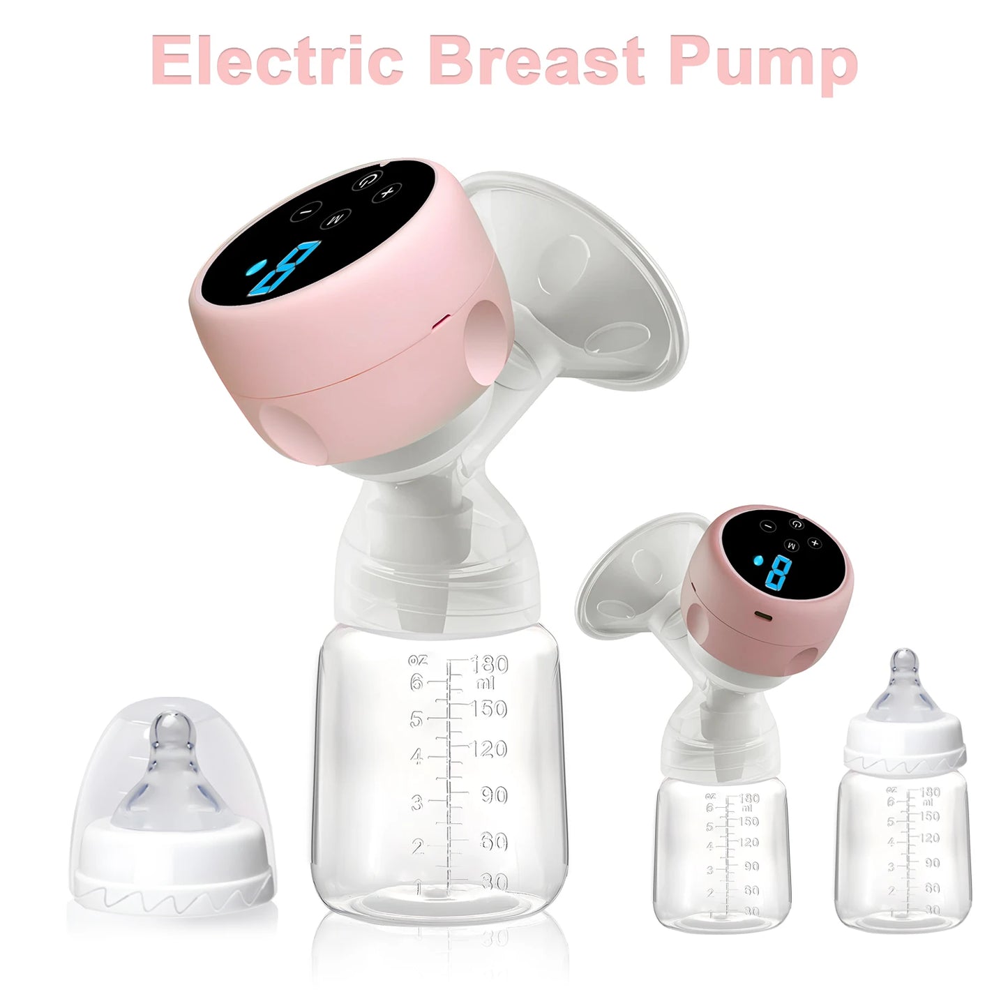 Electric Breast Pump Portable Baby Nipple Bottle 2-IN-1 Smart Integrated Suction Breast Pump Milk Postpartum Fortable BreastPump