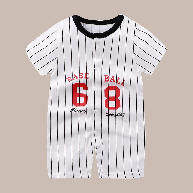 Newborn Clothes Cute Cartoon Dinosaur Tiger Shark Lion Print Strap Comfortable Summer Boys Girl 0-18 Short Sleeved Baby Jumpsuit