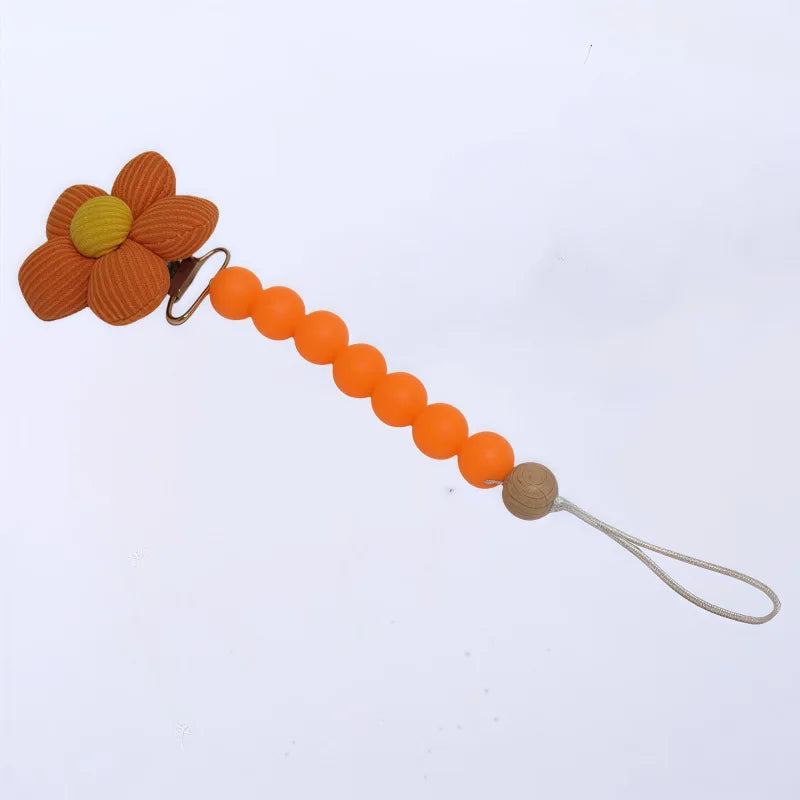 1pc Cute Baby Silicone Flower Pacifier Chain Newborn Baby Accessories Pacifier Clip Pacifier Chain Teether Loss Prevention Chain