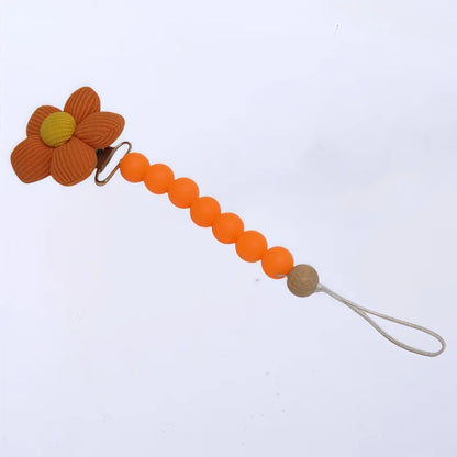 1pc Cute Baby Silicone Flower Pacifier Chain Newborn Baby Accessories Pacifier Clip Pacifier Chain Teether Loss Prevention Chain