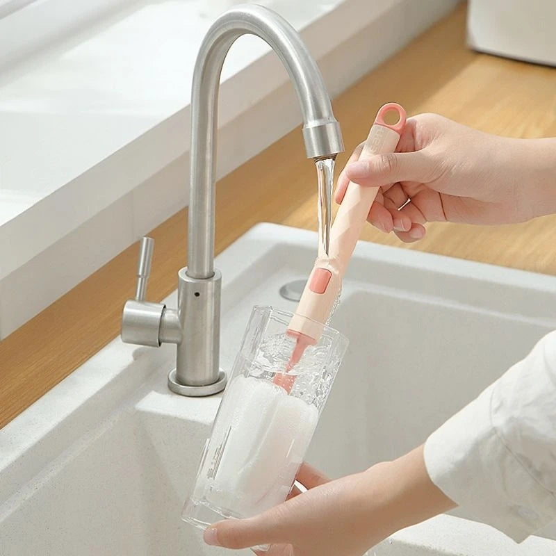 Bottle Brush 360 Degree Rotation Baby Pacifier Cup Nipple Cleaning Brushes Set Handheld Soft Head Food Grade Watering