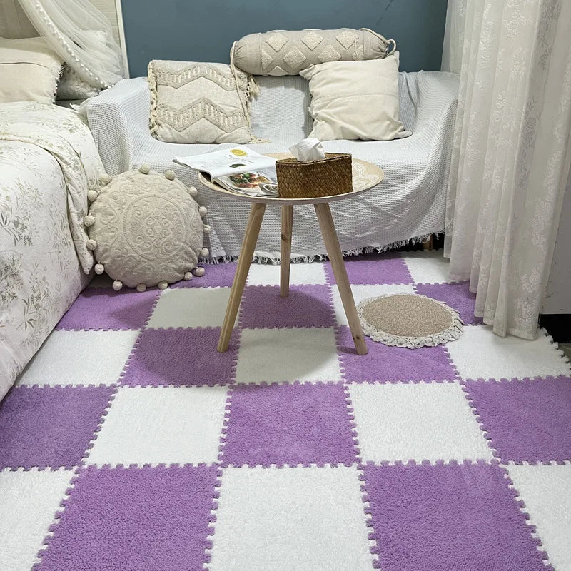 Soft Plush Warm Carpet Baby Play Mat Baby Bedroom Patchwork Carpet EVA Foam Interlocking Sports Floor Tiles Baby Warm Game Mat