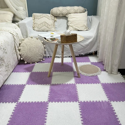 Soft Plush Warm Carpet Baby Play Mat Baby Bedroom Patchwork Carpet EVA Foam Interlocking Sports Floor Tiles Baby Warm Game Mat