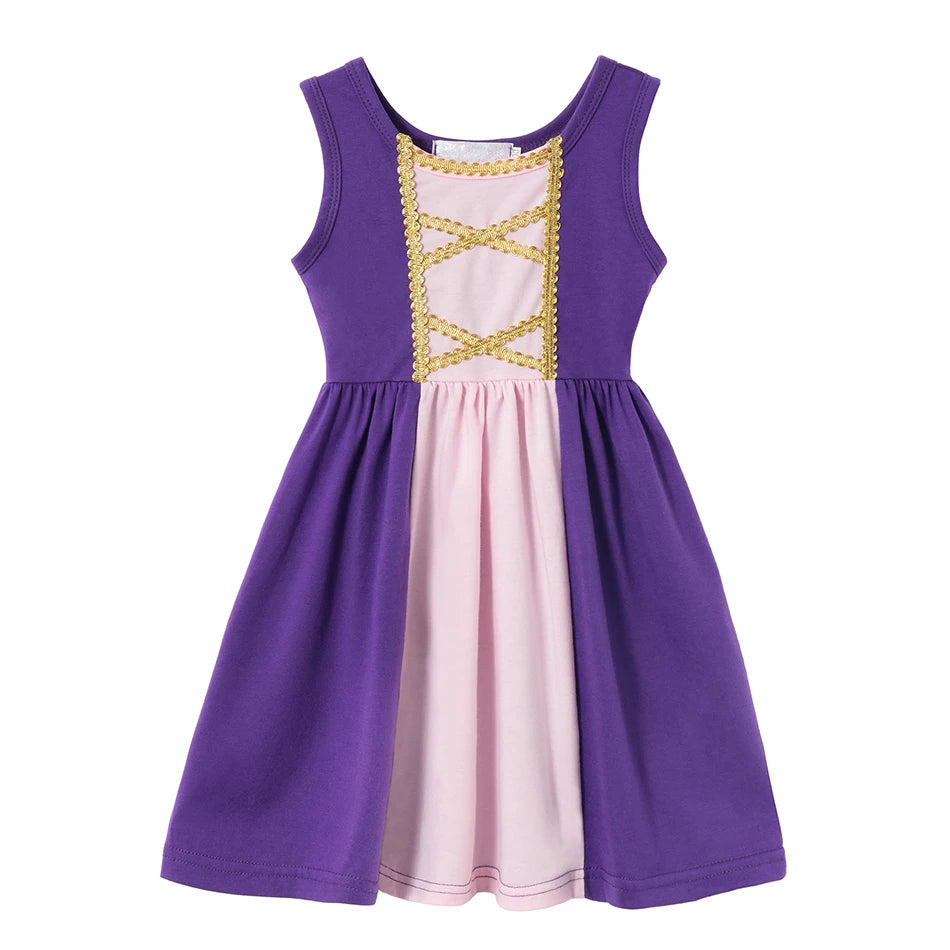 2025  Girl Summer Princess Dress Clothing Rapunzel Elsa Anna Cosplay Birthday Party Dress