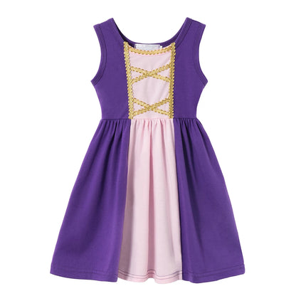2025  Girl Summer Princess Dress Clothing Rapunzel Elsa Anna Cosplay Birthday Party Dress