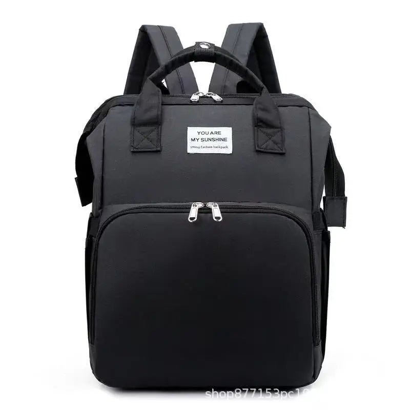 Folding Mommy Bag Lightweight Portable Folding Crib Bed Large-capacity Baby Backpack Female Mommy Outting Bag Mummy Bag