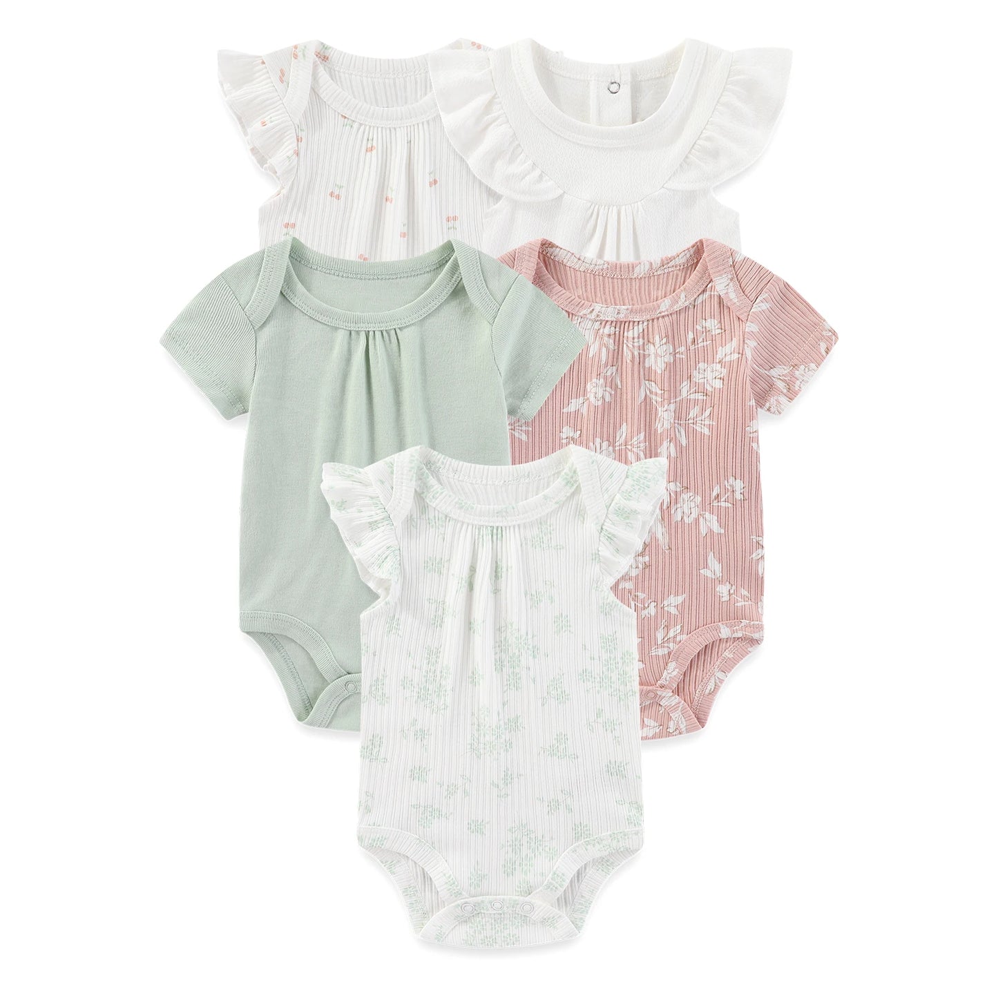 Kiddiezoom 5 Pcs/Lot Four Seasons Fashion Cartoon Short Sleeve Baby Boy Girl Bodysuits Soft 100%Cotton NewbornOnesies