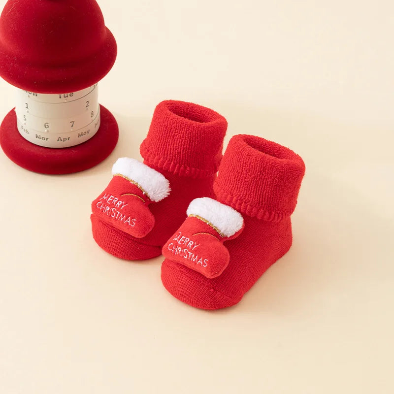 Christmas Soft Newborn Kids Socks Christmas Tree Santa Claus Red Baby Girls Boys Warm Socks 0-3years Children Sock Xmas Gifts