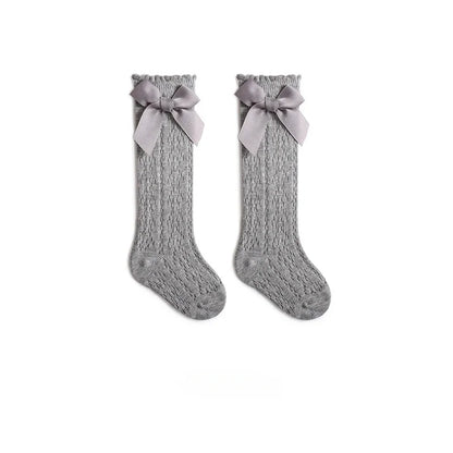 Baby Knee High Socks Kids Girls Boys Bow Long Sock Soft Cotton Mesh Breathable Children Hollow Out Socken for 0-3 Years Old