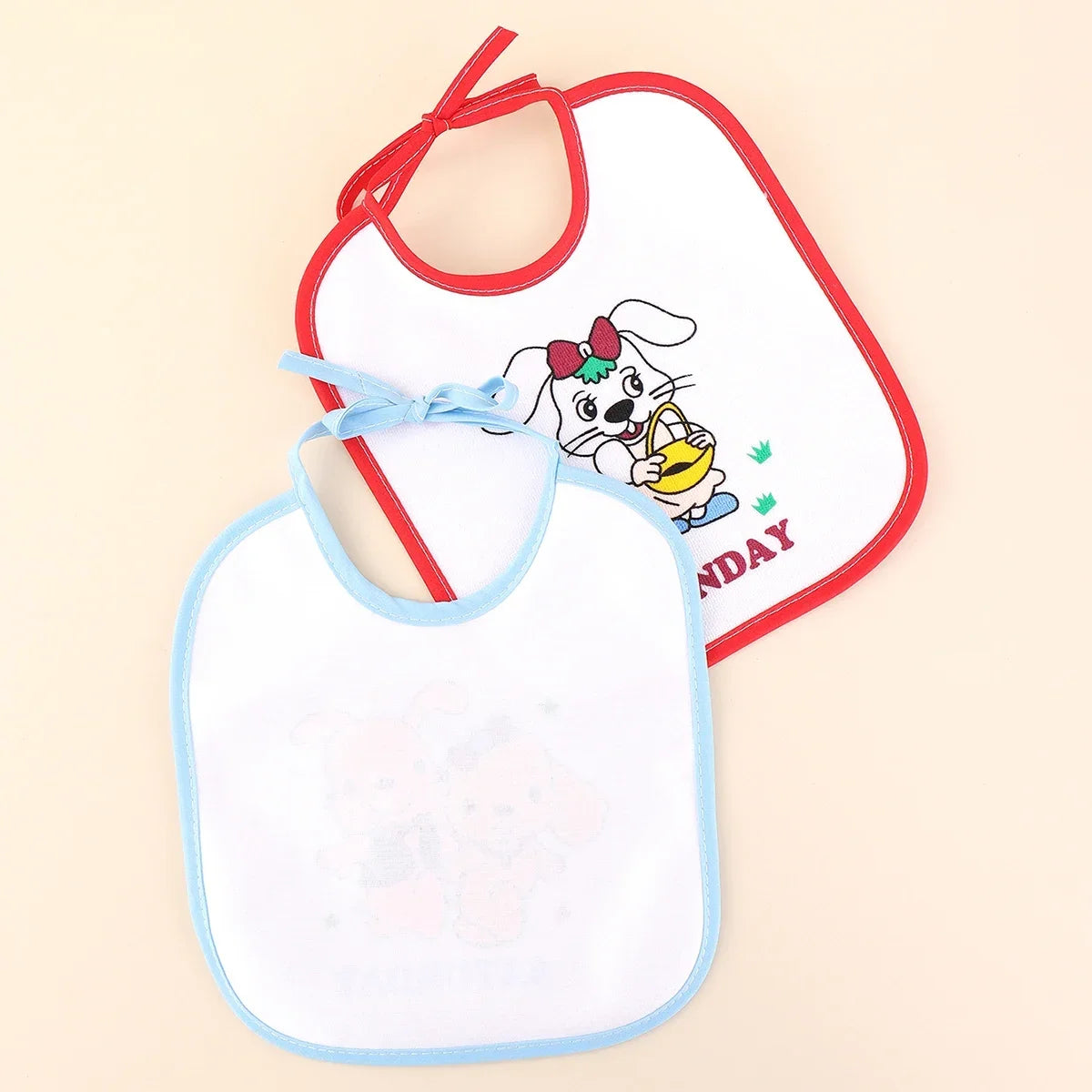 7pcs Set of Baby Girl and Boy Dinner Cloth Towel Straps Cartoon Printed Newborn Chest Cloth Saliva Towel U-shaped Saliva Towel
