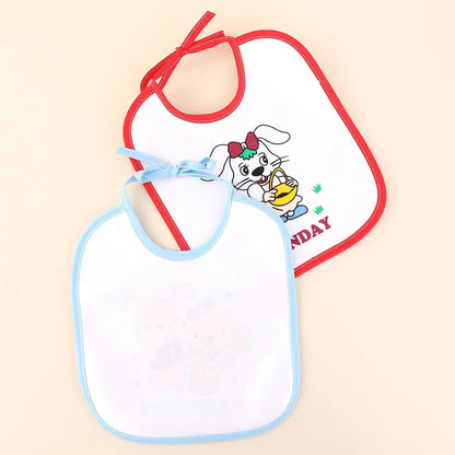 7pcs Set of Baby Girl and Boy Dinner Cloth Towel Straps Cartoon Printed Newborn Chest Cloth Saliva Towel U-shaped Saliva Towel