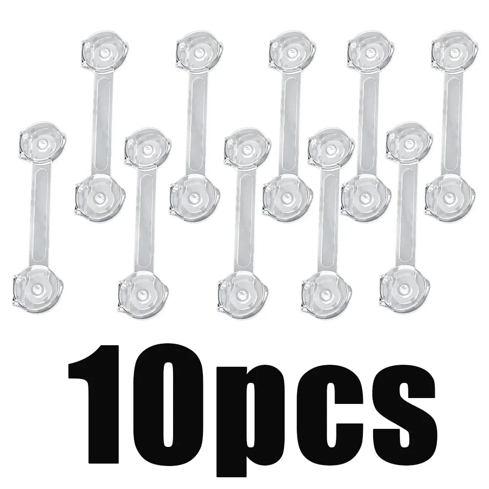 5/10Pcs Transparent Baby Cabinet Locks, Multi-functional Soft Strap Buckle, Anti-pinch Anti-open Protector for Household Furnitu
