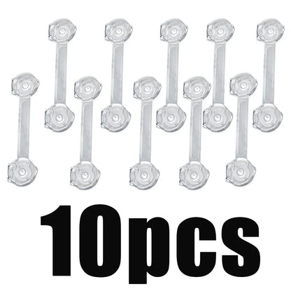 5/10Pcs Transparent Baby Cabinet Locks, Multi-functional Soft Strap Buckle, Anti-pinch Anti-open Protector for Household Furnitu