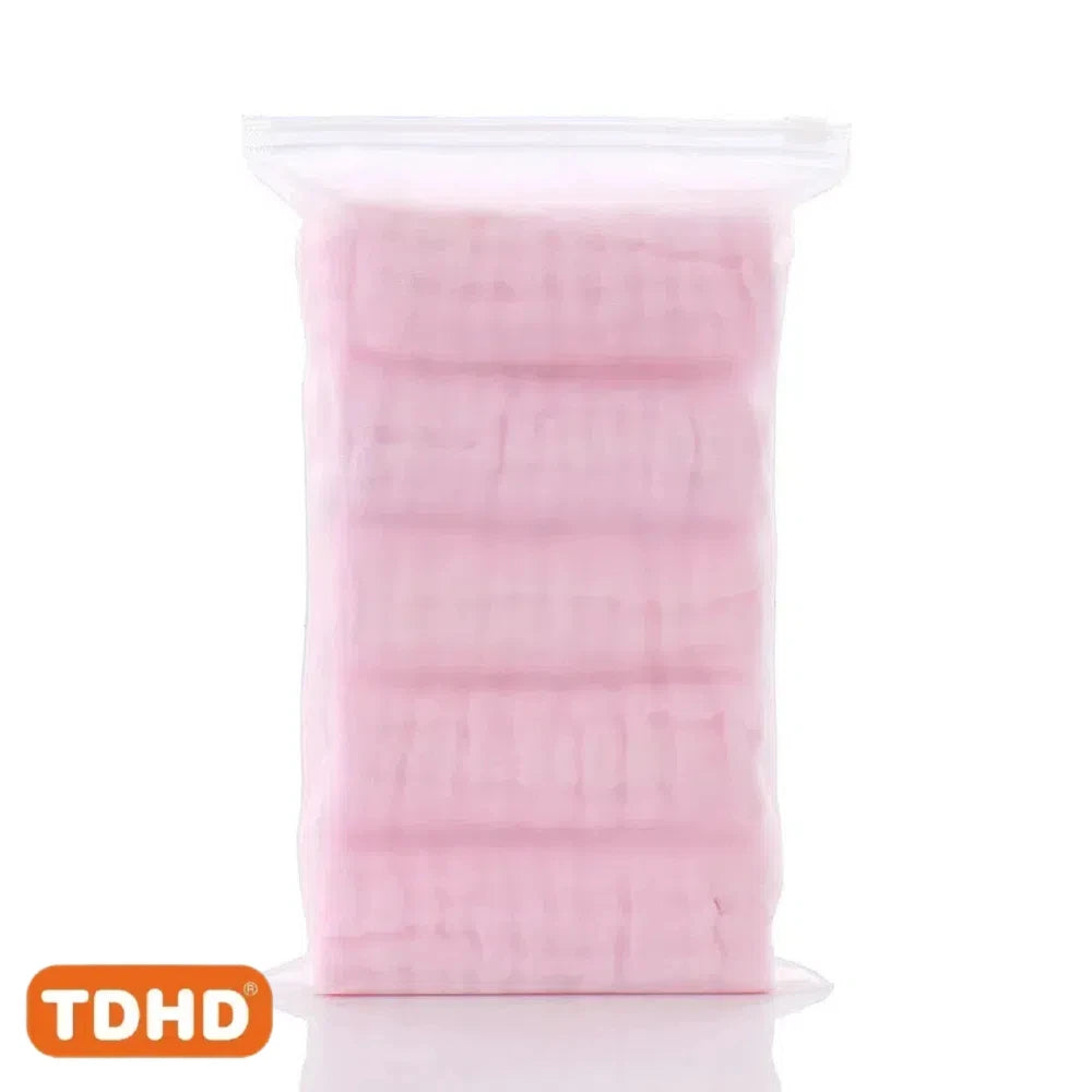 TDHD 5 pieces of baby solid color six layers of pure cotton gauze saliva towel absorbent fast printed gauze towel suitable for