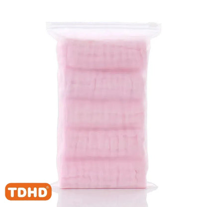 TDHD 5 pieces of baby solid color six layers of pure cotton gauze saliva towel absorbent fast printed gauze towel suitable for